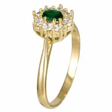 Χειροποίητο χρυσό δαχτυλίδι ροζέτα πράσινη 14Κ 024627