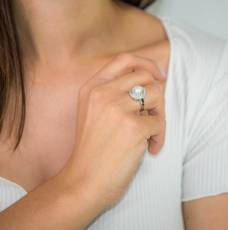Γυναικείο δαχτυλίδι με μαργαριτάρι Κ14 και ζιργκόν 024677
