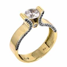 Χρυσό μονόπετρο δαχτυλίδι Κ14 024758