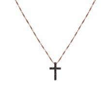 Ροζ Gold σταυρός με μαύρα διαμάντια Κ18 025204