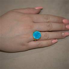 Δαχτυλίδι επίχρυσο με μπλε σμάλτο 925 025224