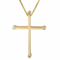 Χρυσός γυναικείος σταυρός με αλυσίδα Κ14 025561C