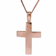 Ροζ gold σταυρός με αλυσίδα Κ18 025576C