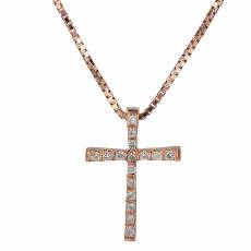 Ροζ gold γυναικείος σταυρός Κ18 025825