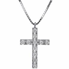 Λευκόχρυσος σταυρός Κ18 με διαμάντια 026075