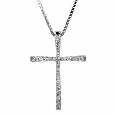 Γυναικείος σταυρός με διαμάντια Κ18 026078