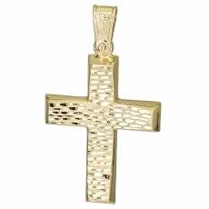 Χρυσός σταυρός Κ14 ανάγλυφο 026174