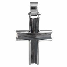 Λευκόχρυσος σταυρός με πλακέ μαύρο σύρμα Κ14 026214