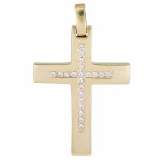 Χρυσός γυναικείος σταυρός Κ14 με ζιργκόν 026321