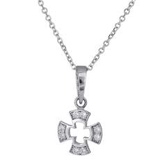 Λευκόχρυσος γυναικείος σταυρός Κ14 με πέτρες 026430C