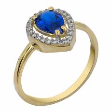Χρυσό δαχτυλίδι ροζέτα Κ9 με μπλε πέτρα 026693