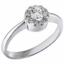 Λευκόχρυσο μονόπετρο δαχτυλίδι Κ14 με ζιργκόν 028175