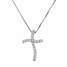 Γυναικείος σταυρός με διαμάντια 18Κ 028401C
