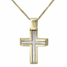 Βαπτιστικός σταυρός για αγόρι Κ14 με αλυσίδα διπλής όψης 028517C