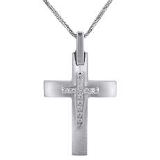 Λευκόχρυσος σταυρός με αλυσίδα Κ14 γυναικείος 028565C
