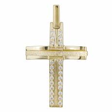 Γυναικείος σταυρός χρυσός Κ14 με πέτρες 028586