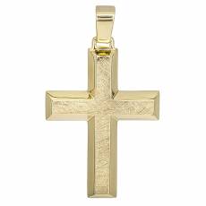 Χρυσός σταυρός Κ14 για αγόρι ματ-λουστρέ 028627