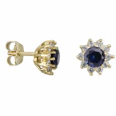 Γυναικεία σκουλαρίκια Κ14 ροζέτες με μπλε πέτρα 028961