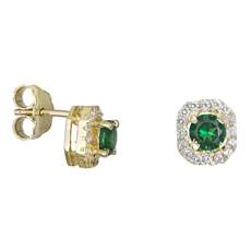 Χρυσά σκουλαρίκια Κ14 με πράσινη πέτρα 028962