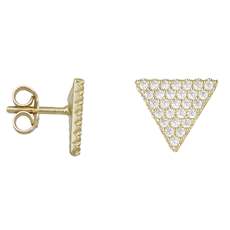Χρυσά σκουλαρίκια Κ14 τριγωνάκια με ζιργκόν 029039
