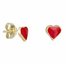 Χρυσά σκουλαρίκια Κ9 κόκκινες καρδούλες 029110