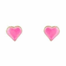 Χειροποίητα σκουλαρίκια Κ9 ροζ καρδούλες 029122
