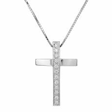 Λευκόχρυσος σταυρός με διαμάντια Κ18 029365