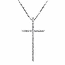 Λευκόχρυσος σταυρός αρραβώνα με διαμάντια Κ18 029550C
