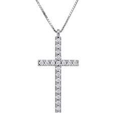 Γυναικείος σταυρός με μπριγιάν Κ18 029813