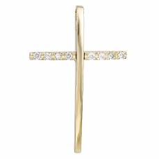 Χρυσός σταυρός με μπριγιάν Κ18 029955