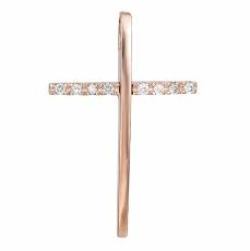 Ροζ gold σταυρός με μπριγιάν Κ18 029957