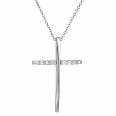 Λευκόχρυσος σταυρός με διαμάντια Κ18 029958C