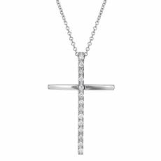 Λευκόχρυσος σταυρός με διαμάντια Κ18 029963C