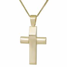 Βαπτιστικός σταυρός Κ14 χρυσός με αλυσίδα 030151C