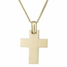Βαπτιστικός σταυρός για αγόρι Κ14 με αλυσίδα χρυσός ματ 030355C