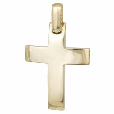 Χρυσός ανδρικός σταυρός Κ14 λουστρέ 030368