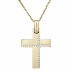 Βαπτιστικός σταυρός για κορίτσι Κ14 διπλής όψης με αλυσίδα 030372C