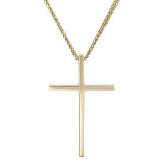 Χρυσός σταυρός για αγόρι Κ14 λουστρέ με αλυσίδα 030650C