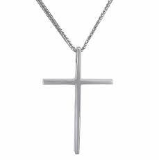 Λευκόχρυσος σταυρός με αλυσίδα Κ14 030654C