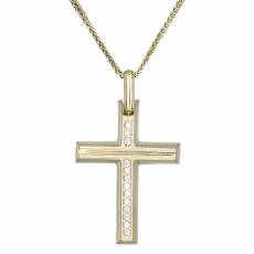 Γυναικείος σταυρός διπλής όψης Κ14 με αλυσίδα 030718C