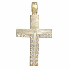 Γυναικείος σταυρός Κ14 ματ με ζιργκόν 030723