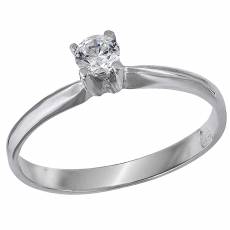 Λευκόχρυσο μονόπετρο δαχτυλίδι Κ14 με ζιργκόν 030738