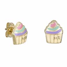 Χρυσά σκουλαρίκια Κ14 cupcakes 030802