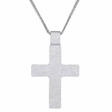 Γυναικείος σταυρός διπλής όψης Κ14 με ζιργκόν 030841C