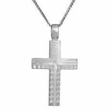 Βαπτιστικός σταυρός Κ14 λευκόχρυσος με αλυσίδα 031063C