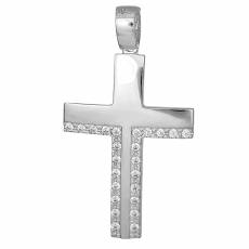 Λευκόχρυσος σταυρός Κ14 με ζιργκόν 031064