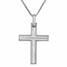 Βαπτιστικός σταυρός για κορίτσι Κ14 διπλής όψης με αλυσίδα 031066C