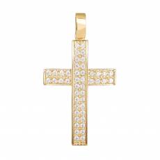 Χρυσός ολόπετρος σταυρός Κ14 για βάπτιση 031075