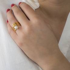 Επίχρυσο δαχτυλίδι 925 με μαργαριτάρι 031150
