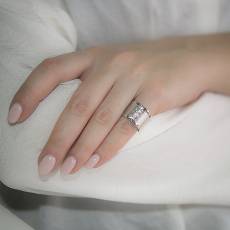 Ασημένιο σεβαλιέ δαχτυλίδι 925 με μονόγραμμα 031367